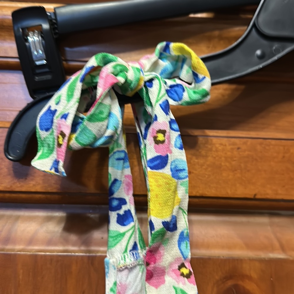 French Grey Floral Shoulder Tie Sundress Medium NWOT | Lemon Floral Summer Dress - Picture 5 of 7